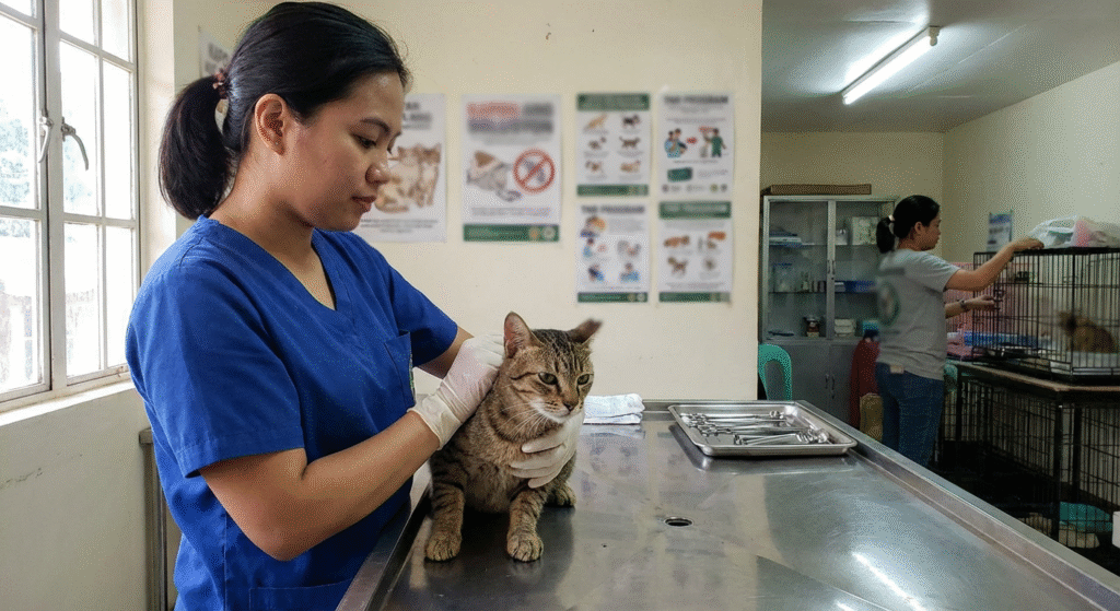 Veterinarian Performing TNR Procedure on Puspin Cat
